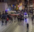 Istanbul, Turkey Ã¢â¬â April 27, 2018: In the evening, strengthened security measures are applied in the city center. Ambulance,